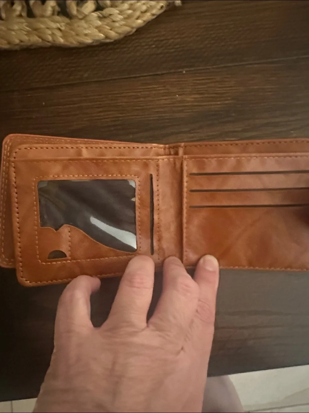 Brown Leather Money Clip Wallet with $100 Design